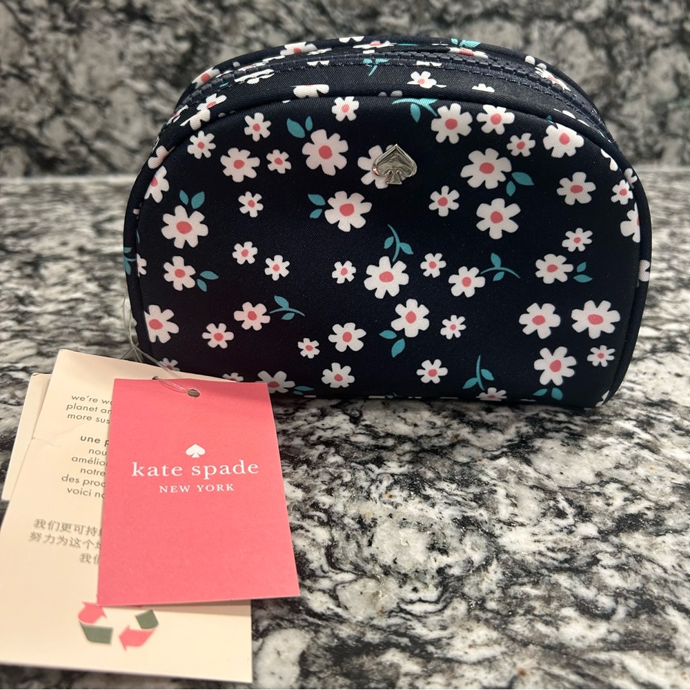 NWT Kate Spade Navy Floral Pouch